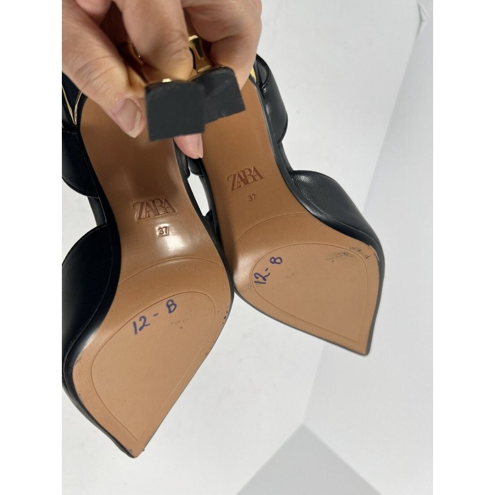 Zara Black Pumps Sz 6 New Air fit Technology Foam Heel - Picture 7 of 9